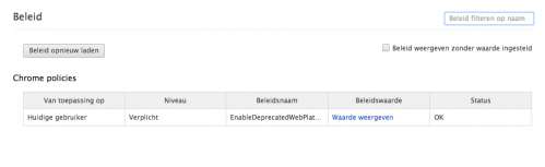 Chrome policy overzicht