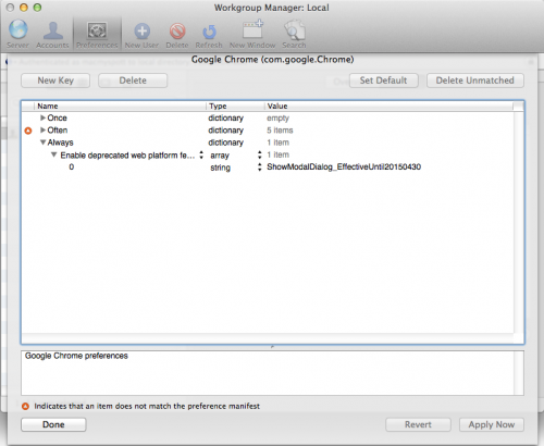 Chrome policy instellingen